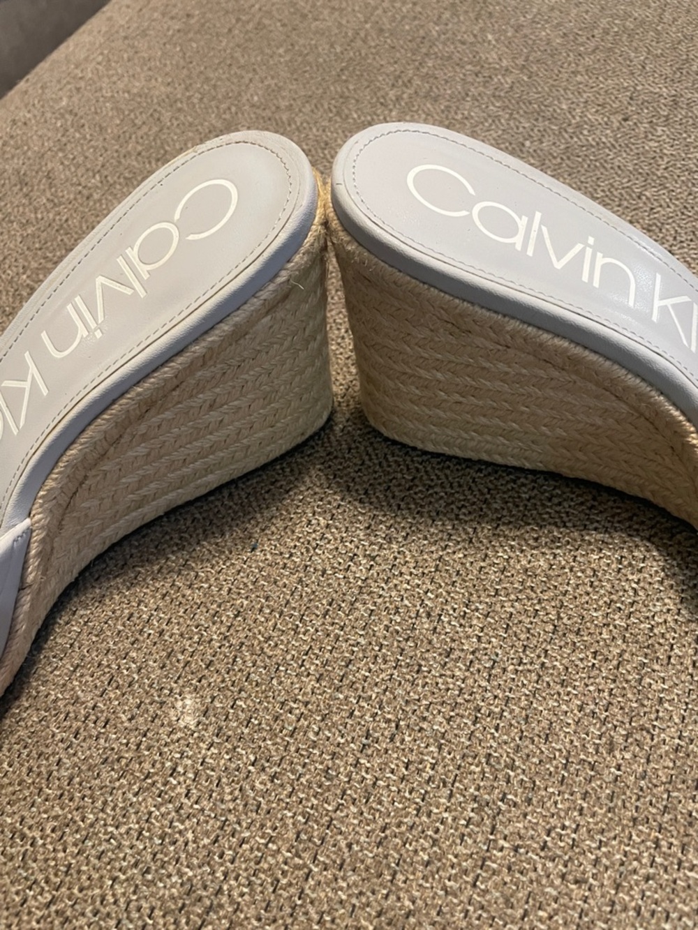 Calvin Klein Baby Blue Espadrille Wedge Slide Sandals View 5